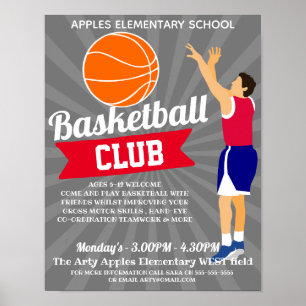 Poster club de basket-ball sports scolaires