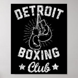 Poster Club de boxe de Détroit - Gants de boxe Vintages