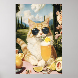 Poster Club de Country Chat Drôle Art Imprimé Félin Quirk