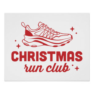 Poster club de course de Noël vintage rouge esthétique