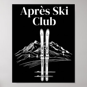 Poster club de l'après ski ambiance séjour sports d'hiver