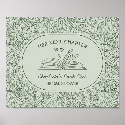 Poster Club de lecture Next Chapter Baby Shower Vert Mari (Devant)