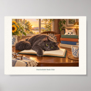 Poster Club de lecture non planifié Chats Art
