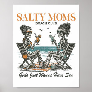 Poster Club de plage des mamans salées Vacances d'été Fêt