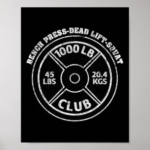 Poster Club de poids de 1000 livres Gym Haltérophilie Lev