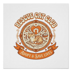 Poster Club de sauvetage de chats Sauvetage de chats Adop