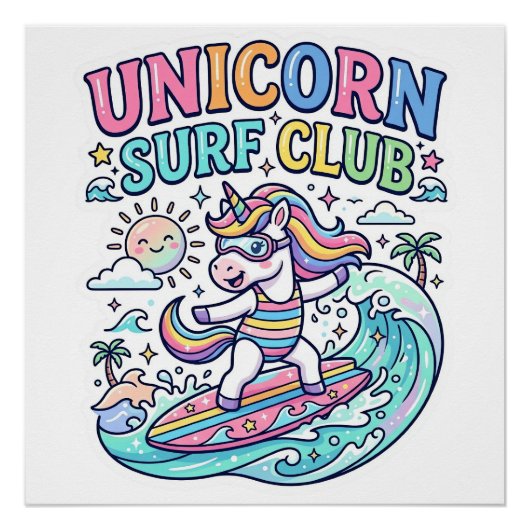 Poster Club de surf Licorne (Devant)