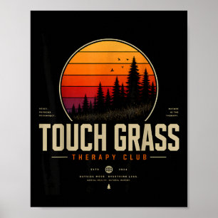 Poster club de thérapie tactile herbe rétro nature tenue