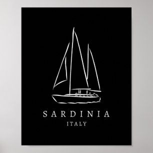 Poster Club de yacht de Sardaigne Italie Souvenir Europe