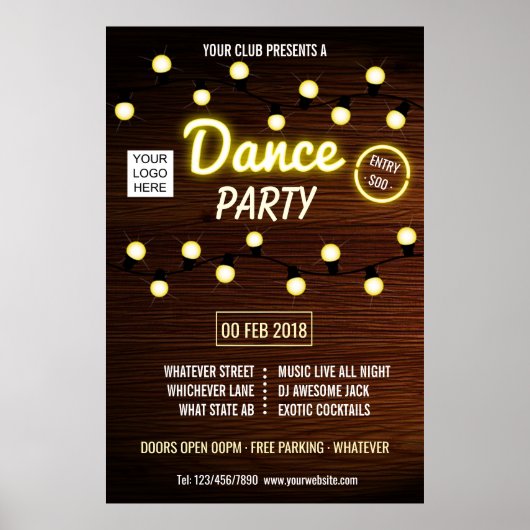 Poster Club Deejay Dance Music Party ajouter le logo (Devant)