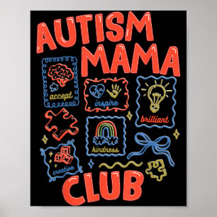 Poster Club des mamans autistes rétro Sensibilisation à l