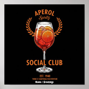 Poster Club Social Aperol Spritz Drôle Design de Boissons
