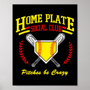Poster Club Social de la Plaque de Départ de Softball pou