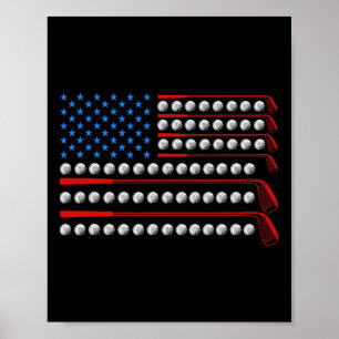 Poster Clubs de golf patriotiques drapeau américain de go
