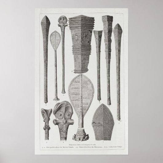 Poster Clubs polynésiens et insignes de rang (Devant)