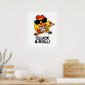 Poster Cluck And Roll Funny Rock n Roll Chicken Pun (Cuisine)