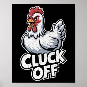 Poster Cluck Off Dessin Animé Rétro – Poulet Drôle Vintag