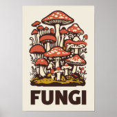 Poster Cluster de champignons Retro Vintage Botanique (Devant)
