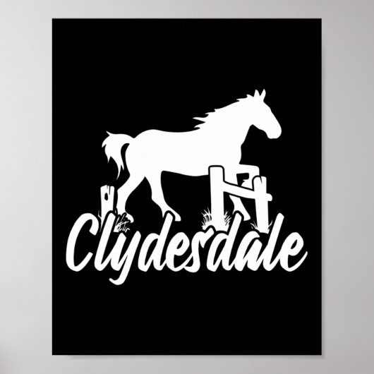 Poster Clydesdale Ébauche Cheval Pun Horseback équitation (Devant)