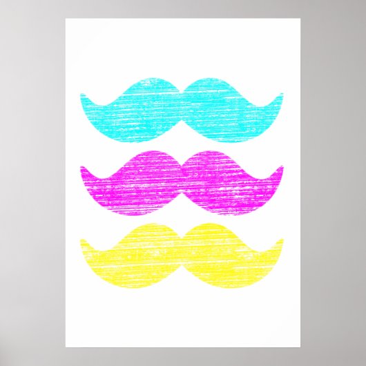 Poster CMY Mustaches (style presse-lettres) (Devant)