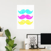Poster CMY Mustaches (style presse-lettres) (Bureau à domicile)