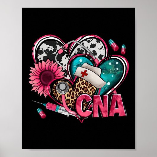 Poster Cna Coeur rose Sunflower Conscience du cancer du s (Devant)
