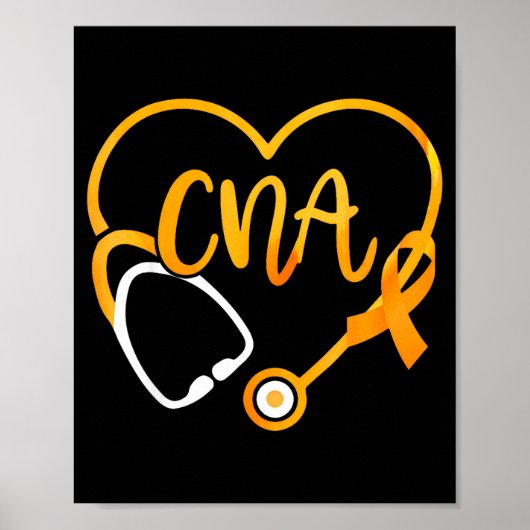 Poster Cna Heart Stethoscope Ribbon Multiple Sclerosis Aw (Devant)