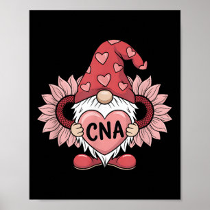 Poster Cna Infirmière Gnome Holt Coeur Tournesol Valentin