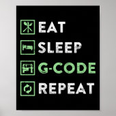 Poster CNC Machiniste Mangez le sommeil G Code Répétition (Devant)