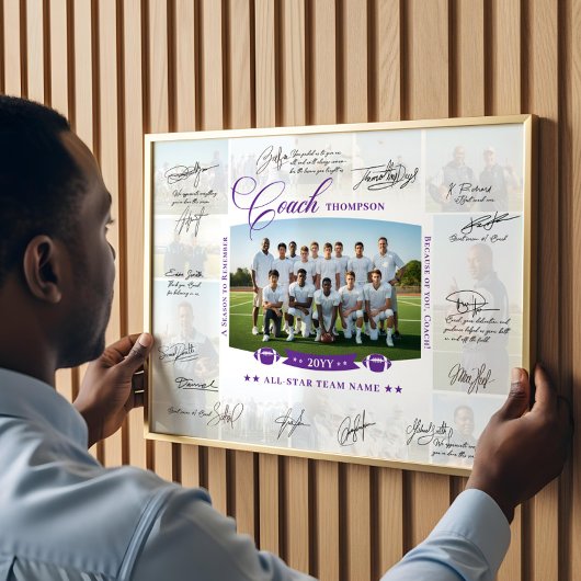 Poster Coach Appreciation Collage Football Team Signature