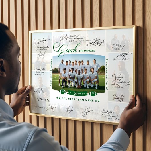 Poster Coach Appreciation Collage Football Team Signature