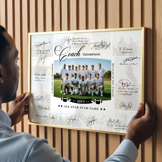 Poster Coach Appreciation Collage Football Team Signature