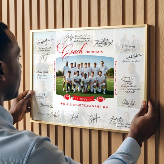 Poster Coach Appreciation Collage Football Team Signature