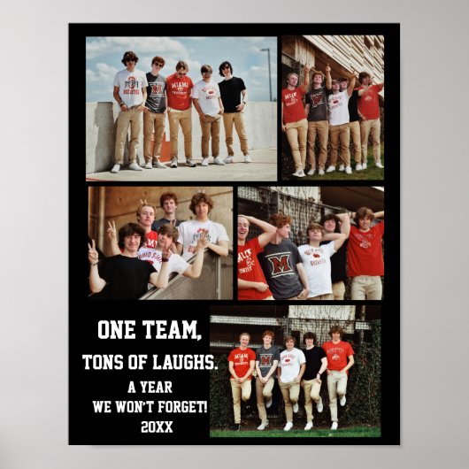 Poster Coach baseball Photo Collage Name Team # (Devant)