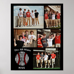 Poster Coach baseball Photo Collage Nom de l'équipe #