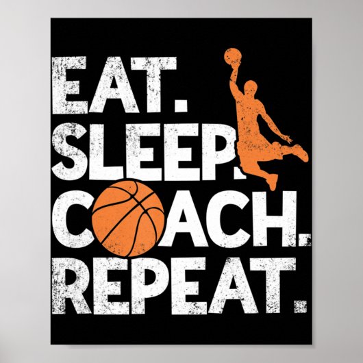 Poster Coach Basketball Répéter Assistant Manger Sleep (Devant)