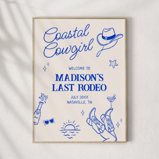 Poster Coastal Cowgirl Bachelorette Téléchargeable Bienve