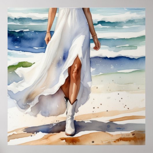 Poster Coastal Cowgirl - Sur la plage (Devant)