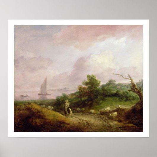 Poster Coastal Landscape with a Shepherd and his Flock, c (Devant)