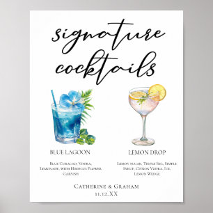 Poster Coastal Mariage Signature Cocktails Menu