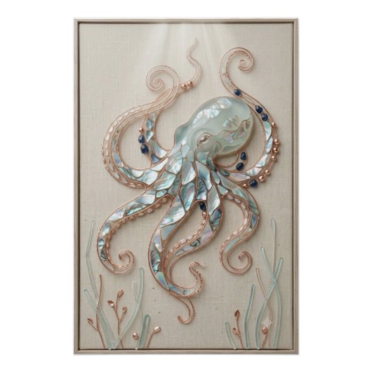 Poster Coastal Octopus Wall Art (Devant)