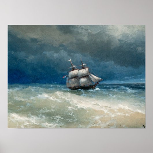 Poster Coastal scene with Stormy Waters  Ivan Aivazovsky (Devant)