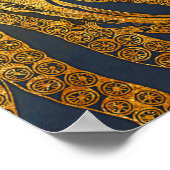 Poster Coastère Vintage Octopus Gold Black Blue Aquarelle (Coin)