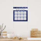 Poster Cobalt Blue Damask Dinner Party Sein Chart (Cuisine)