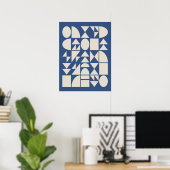 Poster Cobalt Blue Modern Geometric Shapes Art (Bureau à domicile)