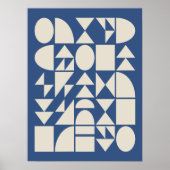 Poster Cobalt Blue Modern Geometric Shapes Art (Devant)