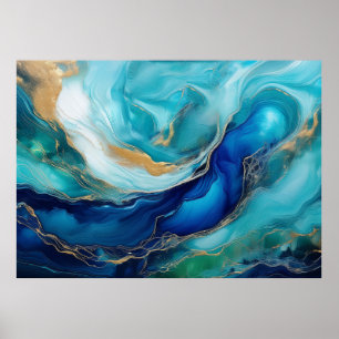 Poster Cobalt de sérénité turquoise et abstraction océani