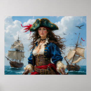 Poster Cobalt Kate - Capitaine pirate féminine à haut con