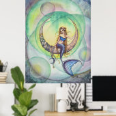 Poster Cobalt Moon Sirène Mystique Imaginaire Art (Bureau à domicile)