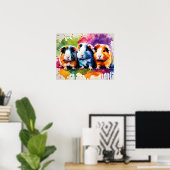 Poster Cobayes mignons aux éclaboussures de couleur (Bureau à domicile)